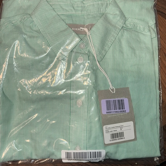 NWT Everlane Mint Pinstripe Oversized Cotton Button Up - Picture 2 of 7